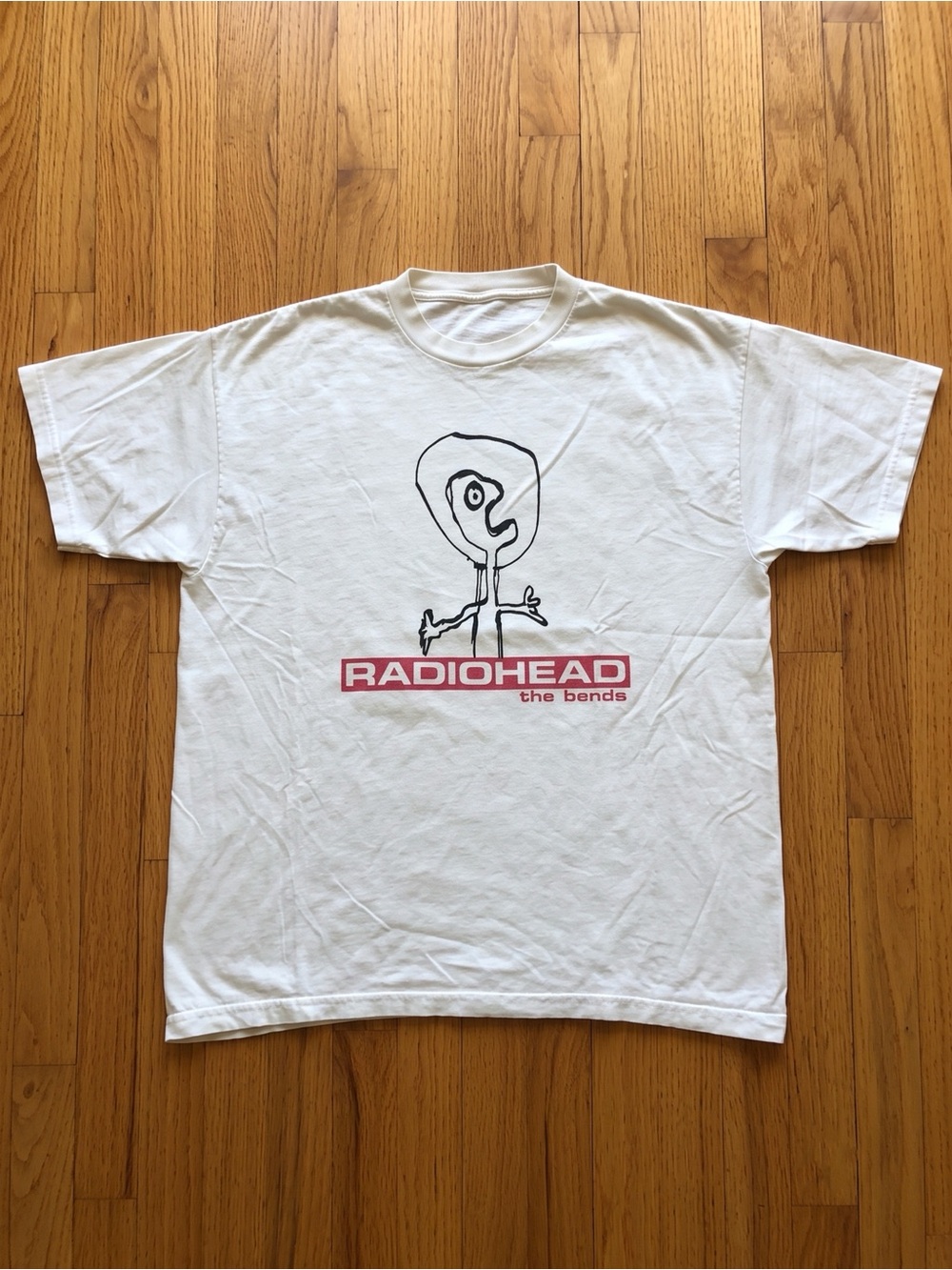 Radiohead The Bends Album 90s Alternative Rock White Band T-Shirt